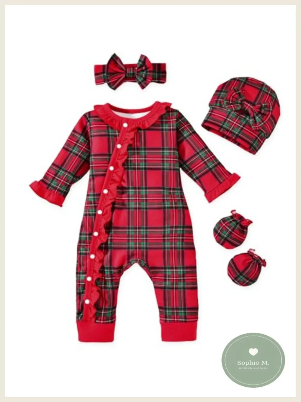 Baby Girls Cotton Blend Romper Outfit with Accessories Long Sleeve Fall Winter